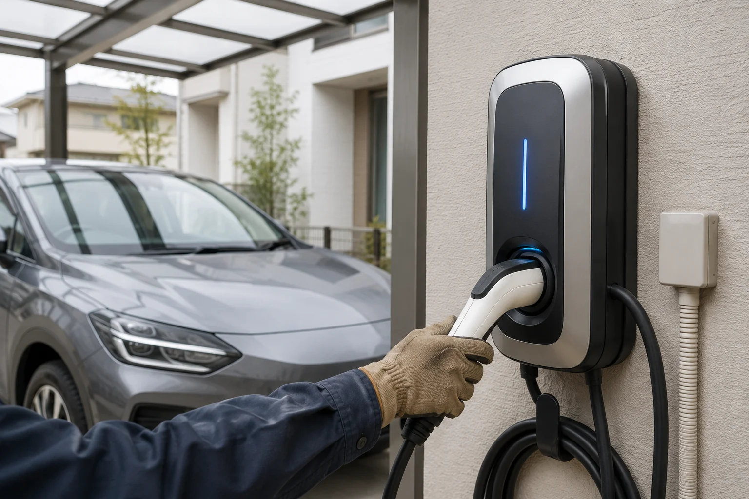 住宅用EV充電器設置の施工イメージ